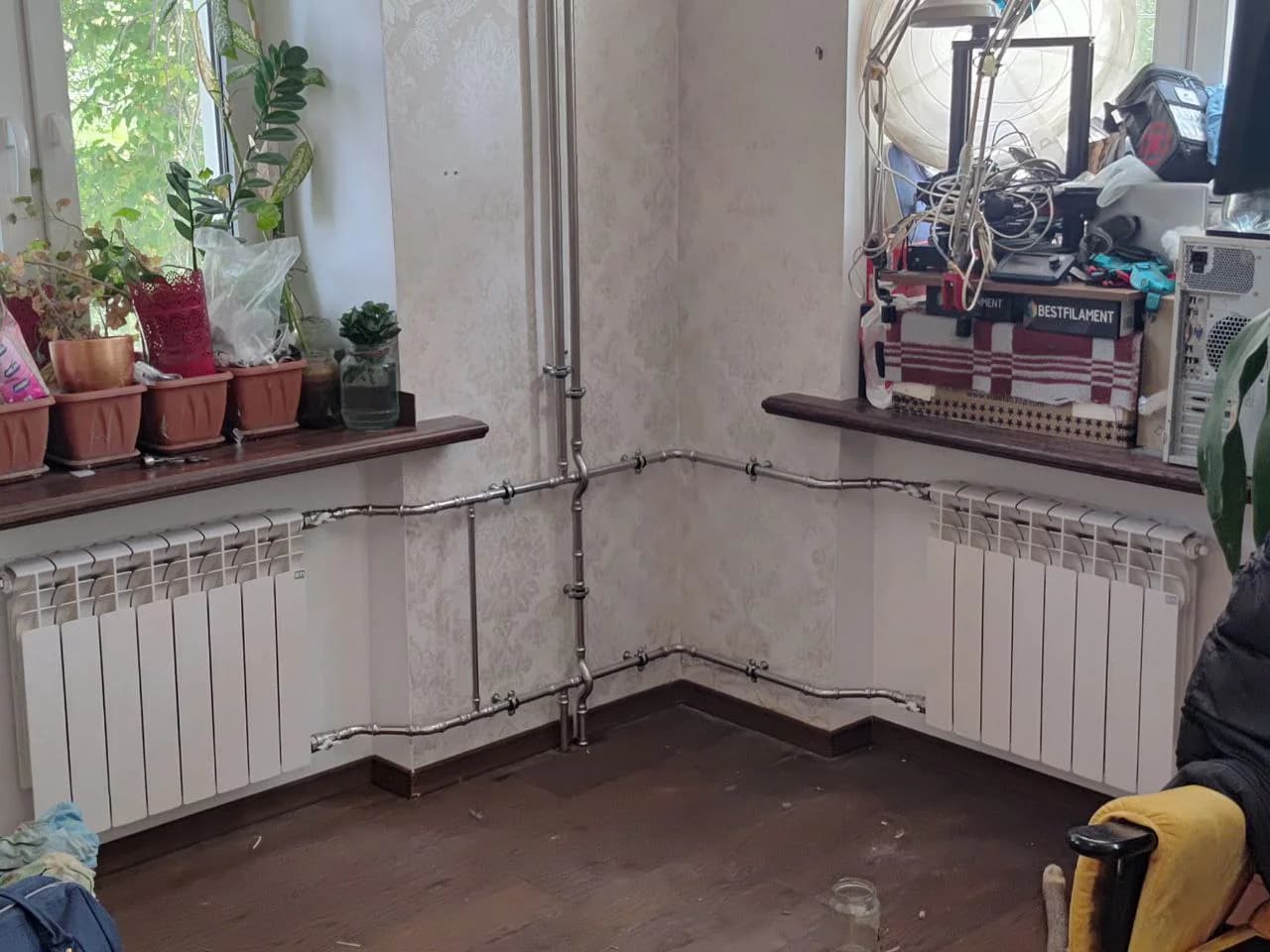 Разводка отопления по стенам перед установкой радиаторов